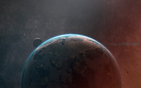 暮色中的地球与卫星环绕