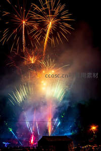 夜空绽放的绚烂烟花盛宴