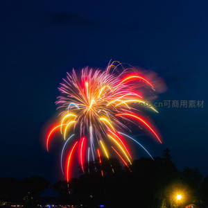 多彩烟花绽放，夜空流光溢彩