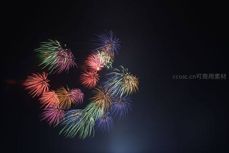 夜空绽放的多彩烟花，如梦似幻