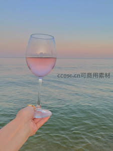 手举红酒杯，海天一色时