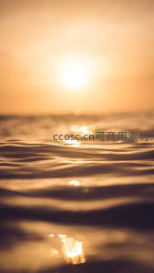 金色夕阳洒满海面波光粼粼