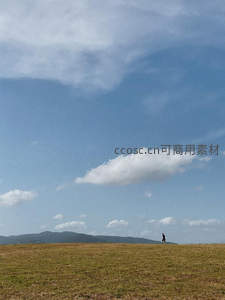 辽阔草原上独自漫步的人影