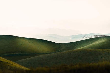 薄雾轻笼：层叠的绿色山丘