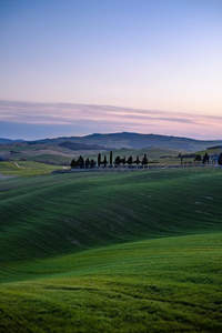 托斯卡纳黄昏的起伏山丘