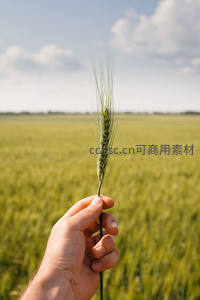 手握青绿麦穗眺望无垠田野