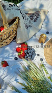 野餐布上的浆果与麦穗，夏日田园时光