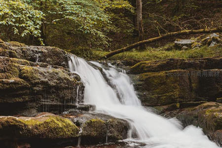 层叠瀑布落石阶，林间清音悦耳