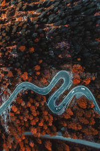 航拍秋日盘山公路