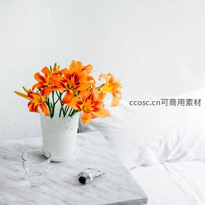 床头橙百合，简约生活美学