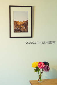 墙角静置的彩色花束