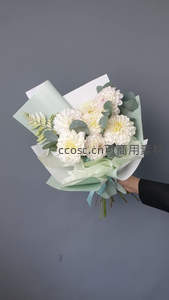 清新白菊与尤加利叶花束