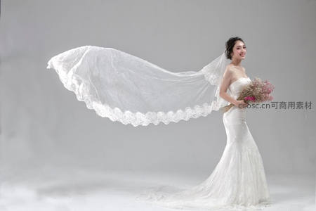 飘逸头纱与鱼尾婚纱写真