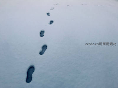 雪地一串足迹，延伸向未知远方