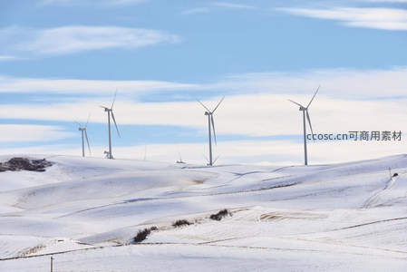 雪山风车能源之景