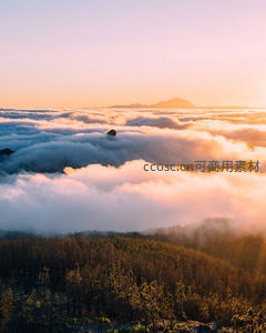 晨曦破雾：山巅之上云海如潮涌动
