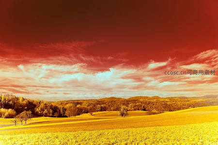 金色田野映红霞，层林尽染秋意浓