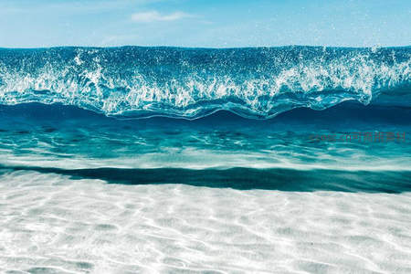 碧海白沙浪花飞溅的宁静瞬间