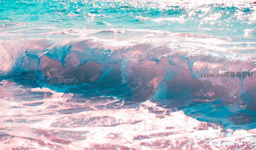 梦幻粉蓝，微距视角下海浪的晶莹剔透