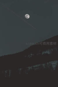 夜空皓月挂枝头，山林幽邃