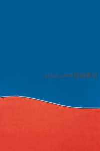 蓝红撞色抽象波浪分割画面