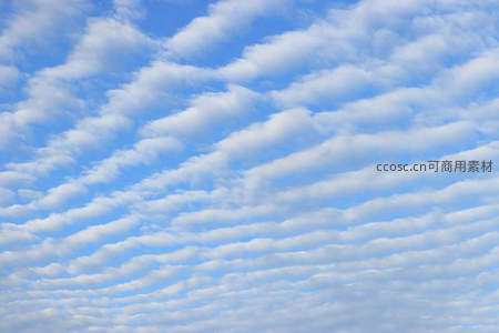 蓝天之上云朵如鱼鳞铺展