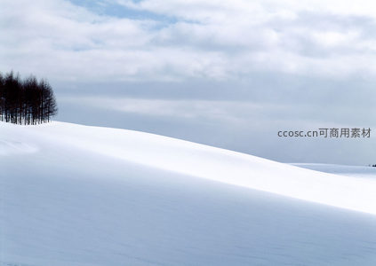 雪坡如画，云影下的冬日曲线