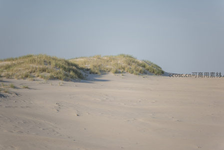 草甸覆盖沙丘顶峰如绿帽
