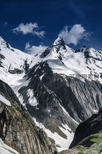 晴空万里雪山之巅，冰川峡谷尽显雄伟