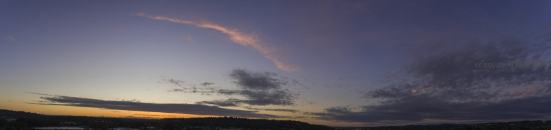 广角视角下的黄昏云海