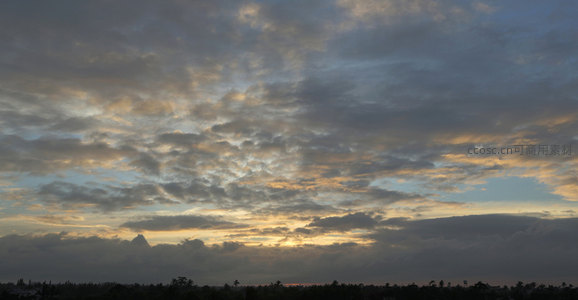 晨曦云海染金边，天际线隐现树影
