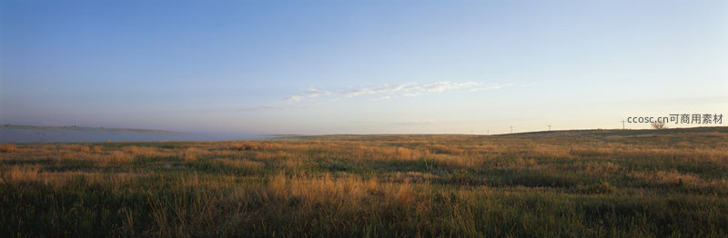 晨光洒满辽阔草原湿地