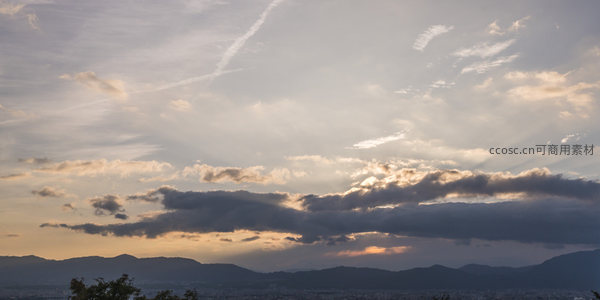 城市远眺云霞漫天