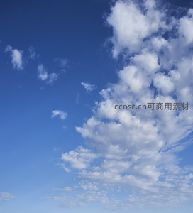 蔚蓝天空中洁白云朵悠然飘浮