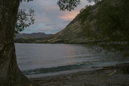 树影框景，湖光山色共黄昏