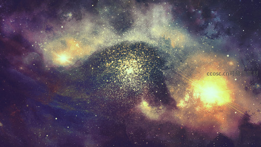 璀璨星团镶嵌于紫色星云之中