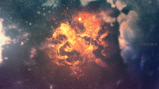 炽热星云爆发，如烈焰燃烧的宇宙奇观