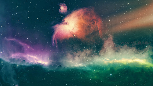 紫绿星云交界，梦幻般的宇宙极光景象