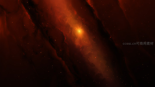 暗红宇宙尘埃中，一颗孤独恒星闪耀微光
