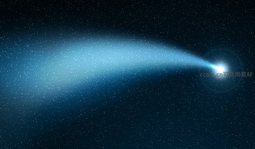 蓝色彗星划破深邃星空，拖曳璀璨光尾