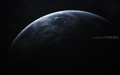 深空中的蔚蓝星球，静谧而神秘