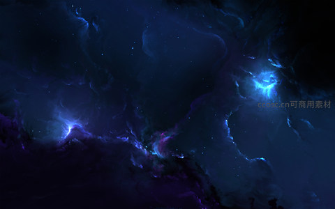蓝色星云风暴在宇宙深渊中激荡