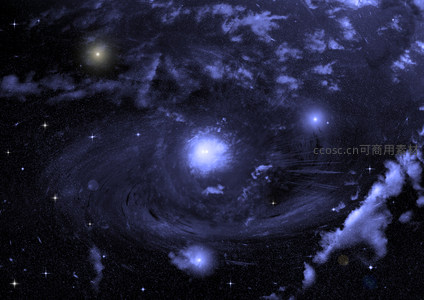 旋涡星系在宇宙深处旋转绽放