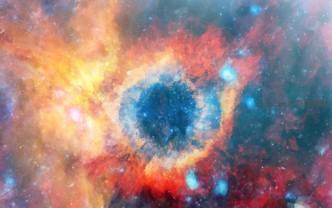 燃烧般的橙红星云环绕深蓝核心