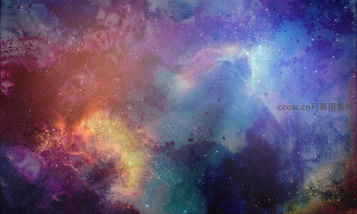 绚烂星云交织，紫红蓝彩绘宇宙奇幻画卷