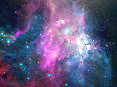 粉紫星云在浩瀚宇宙中绽放光芒