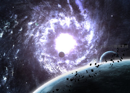 宇宙星云与行星的壮丽相遇