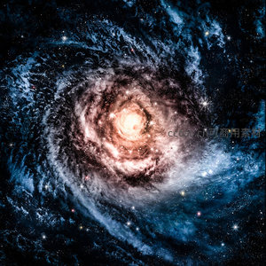 深空星系特写，旋转星云的瑰丽画卷