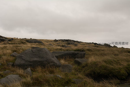 阴天下的岩石草原辽阔景致
