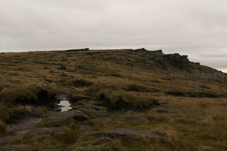 湿滑石径旁积水映天空